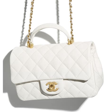 chanel mini flap bag with top handle white|chanel mini flap sotheby's.